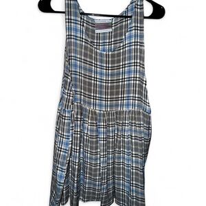 Urban Renewal Plaid Top - Black, White, Blue